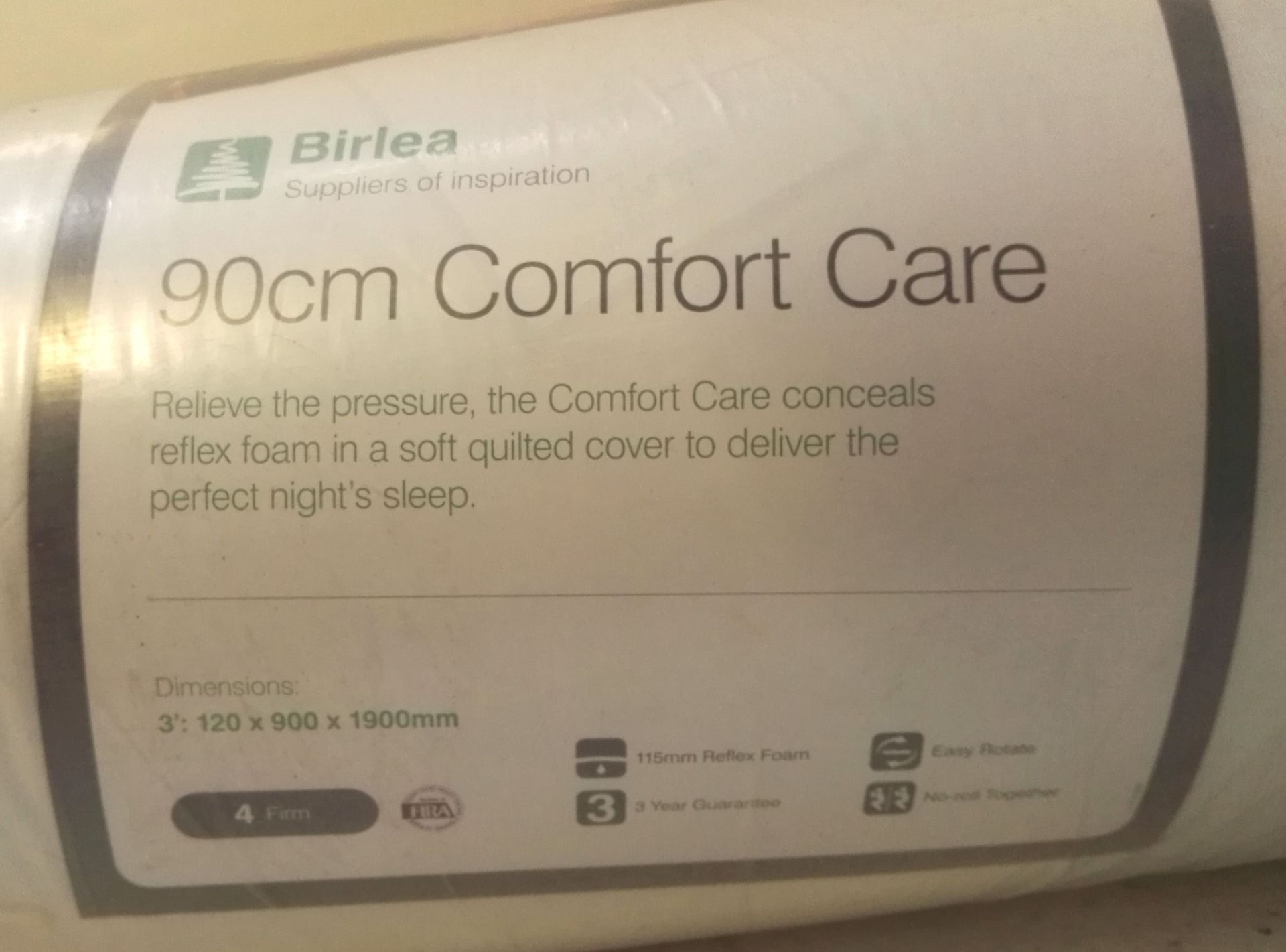 1 x Birlea 90cm Comfort Care Firm Rolled Up Reflex Foam Mattress - Brand New Stock - CL286 -