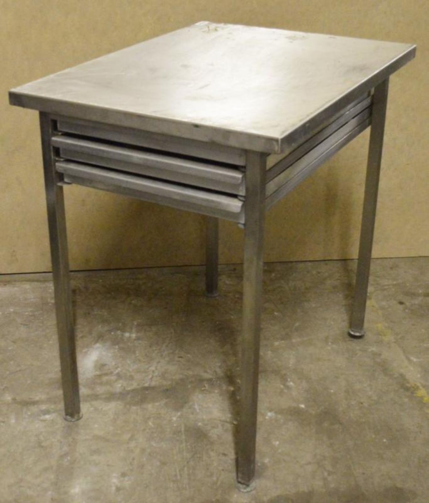1 x Stainless Steel Bakers Preperation Table With Integrated Drawer System and Three Drawers - H87 x