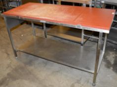 1 x Metal Craft Butchers Block Bench With Large Poly Top Cutting Board - H85 x W153 x D61 cms - CL28