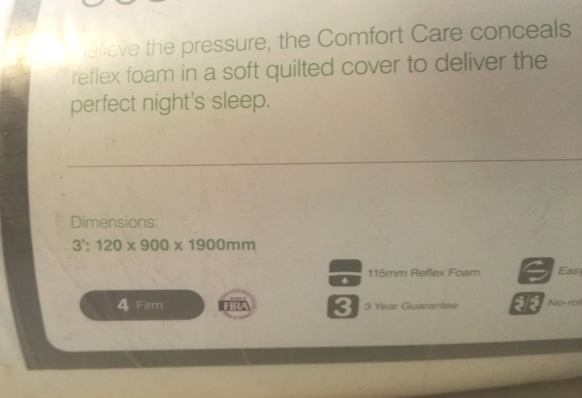 1 x Birlea 90cm Comfort Care Firm Rolled Up Reflex Foam Mattress - Brand New Stock - CL286 - - Image 6 of 7