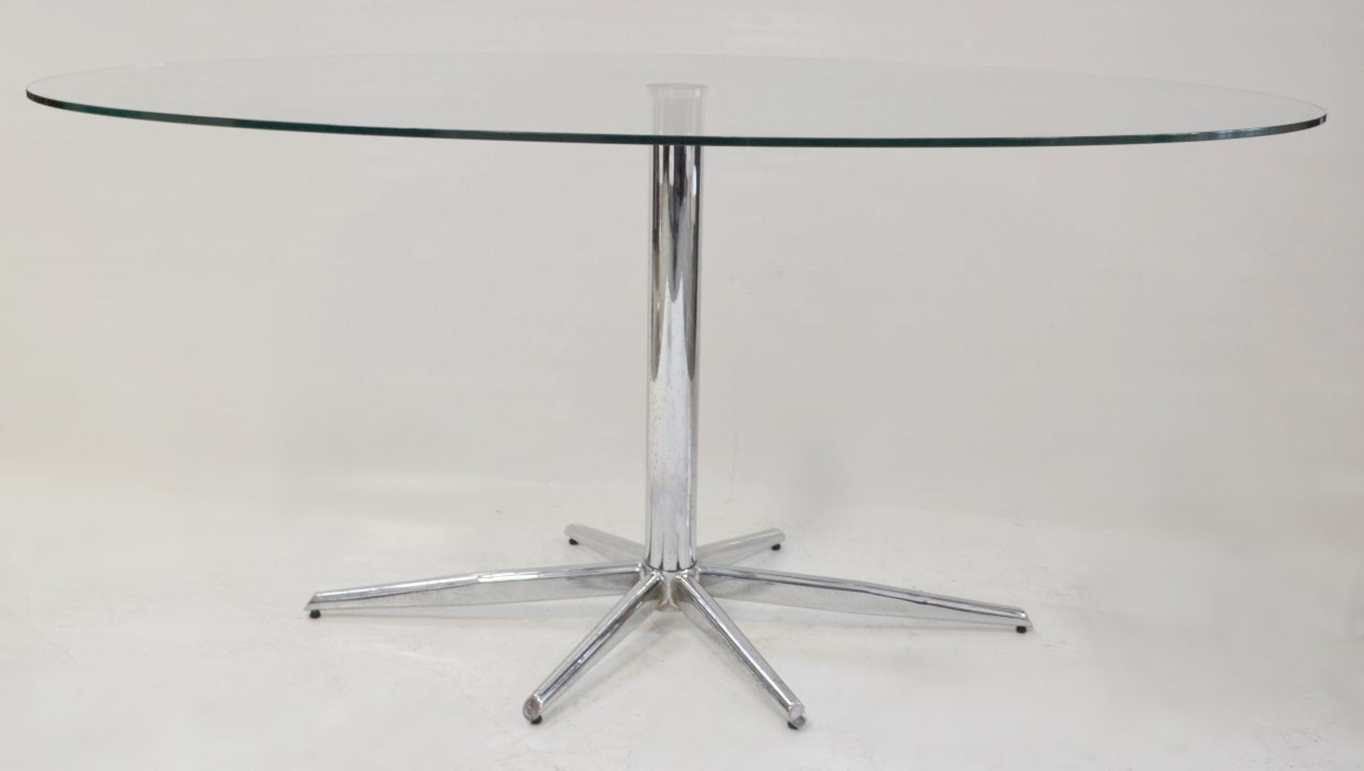 Large Designer Oval Glass Topped Dining Table and 4 x Calligaris "New York" Genuine Leather Side - Image 13 of 14