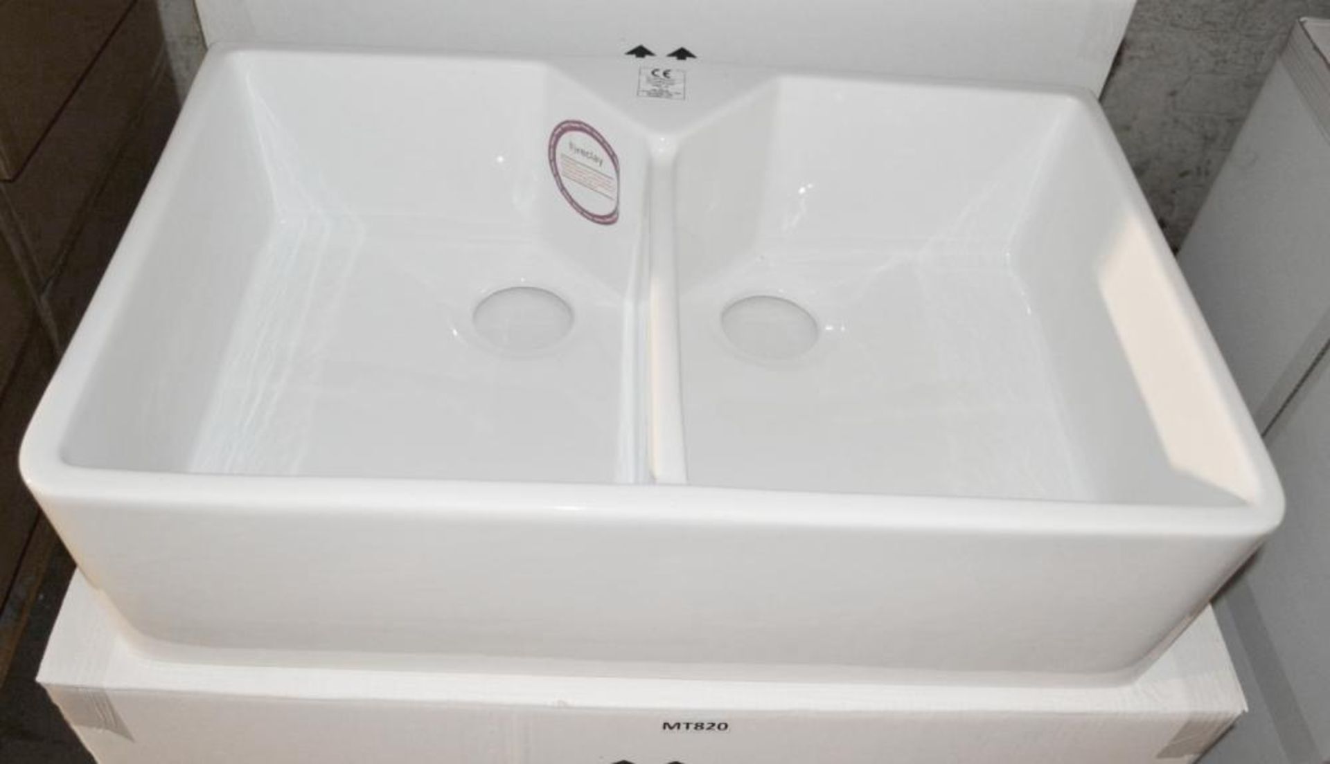 1 x RAK Ceramics Gourmet Sink 10 2-Bowl White Ceramic Kitchen Sink - Dimensions: W80 x D50 x H22cm - - Image 3 of 6