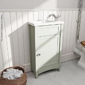 1 x Camberley Cloakroom Vanity Unit In Sage Green - New / Unused Unboxed Stock - CL269 - Ref MT728