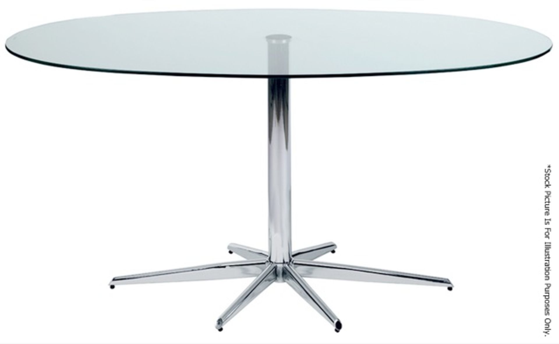 Large Designer Oval Glass Topped Dining Table and 4 x Calligaris "New York" Genuine Leather Side - Image 6 of 14