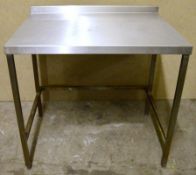 1 x Stainless Steel Prep Table With Backsplash - H88 x W95 x D73 cms - CL282 - Ref JP330 - Location: