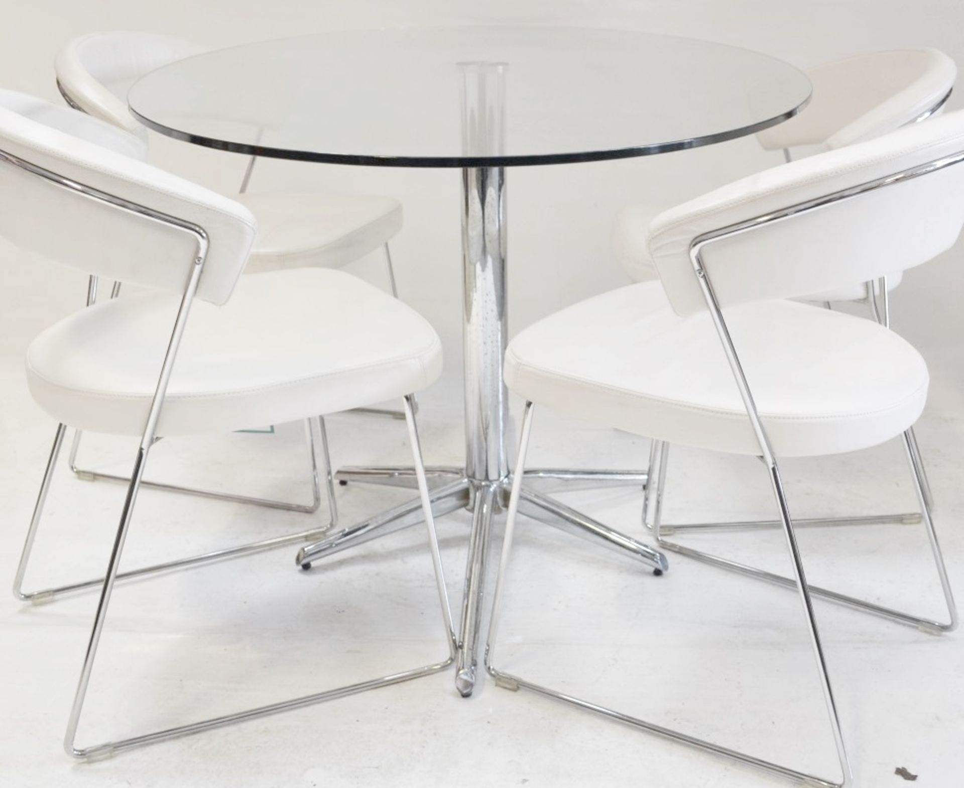 Large Designer Oval Glass Topped Dining Table and 4 x Calligaris "New York" Genuine Leather Side - Image 10 of 14