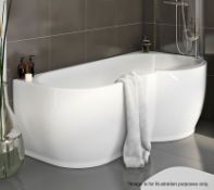1 x Right Hand Maine Acrylic Shower Bath In White (RBAIF3801) - Dimensions: Approx 1700 x 900mm -