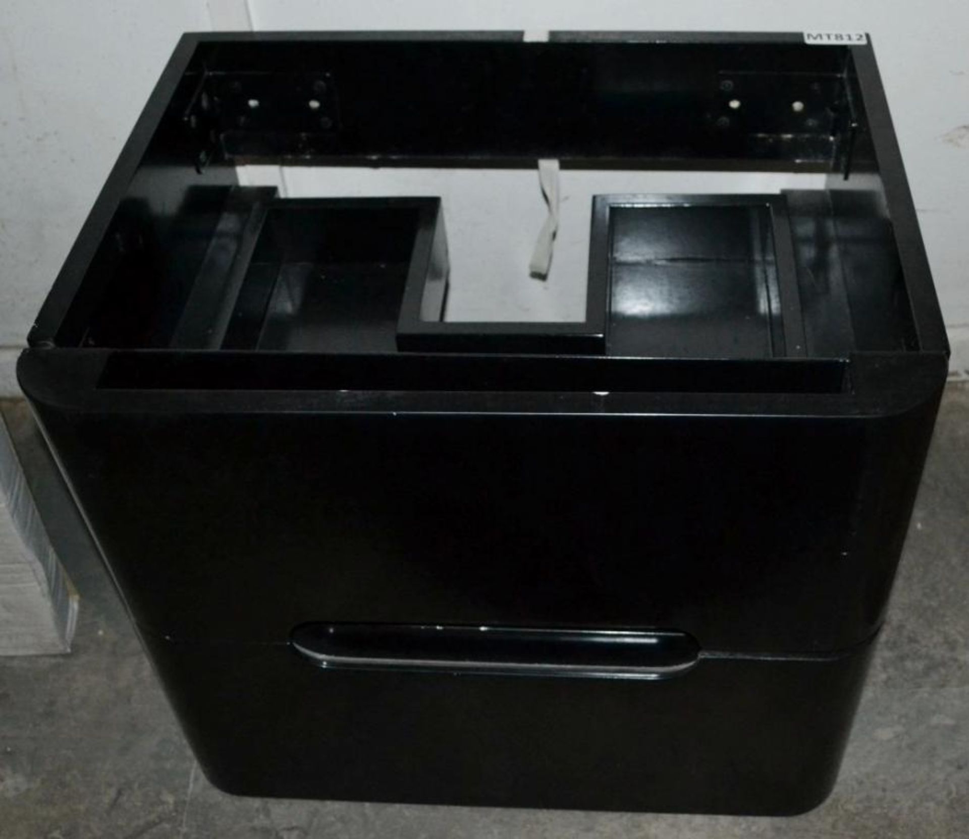 1 x Mode Planet Black Gloss Wall Hung Vanity Unit - Features Curved Edges And Soft Close Drawers - C - Image 2 of 4