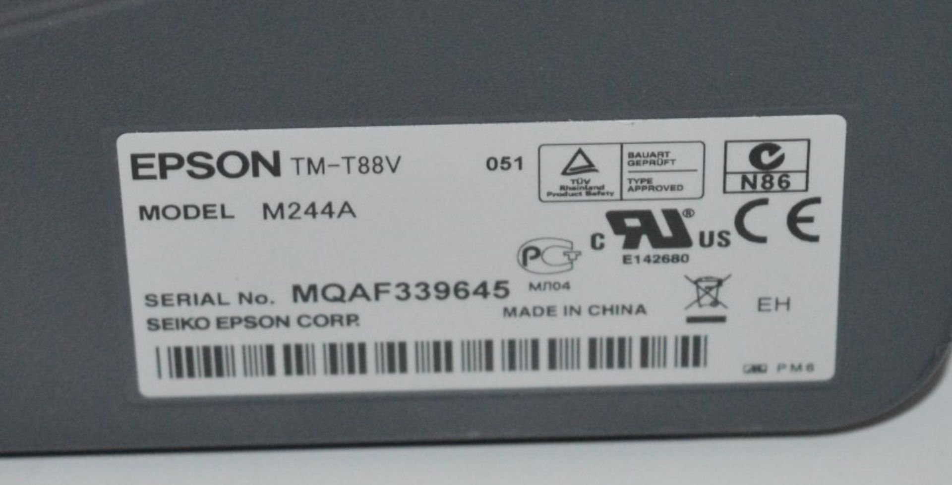 1 x Epson TM-T88V Receipt Printer - CL285 - Ref JP732 - Location: Altincham WA14 - Image 3 of 4