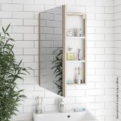 1 x Drift Oak & White Mirrored Bathroom Cabinet - New / Unused Stock
