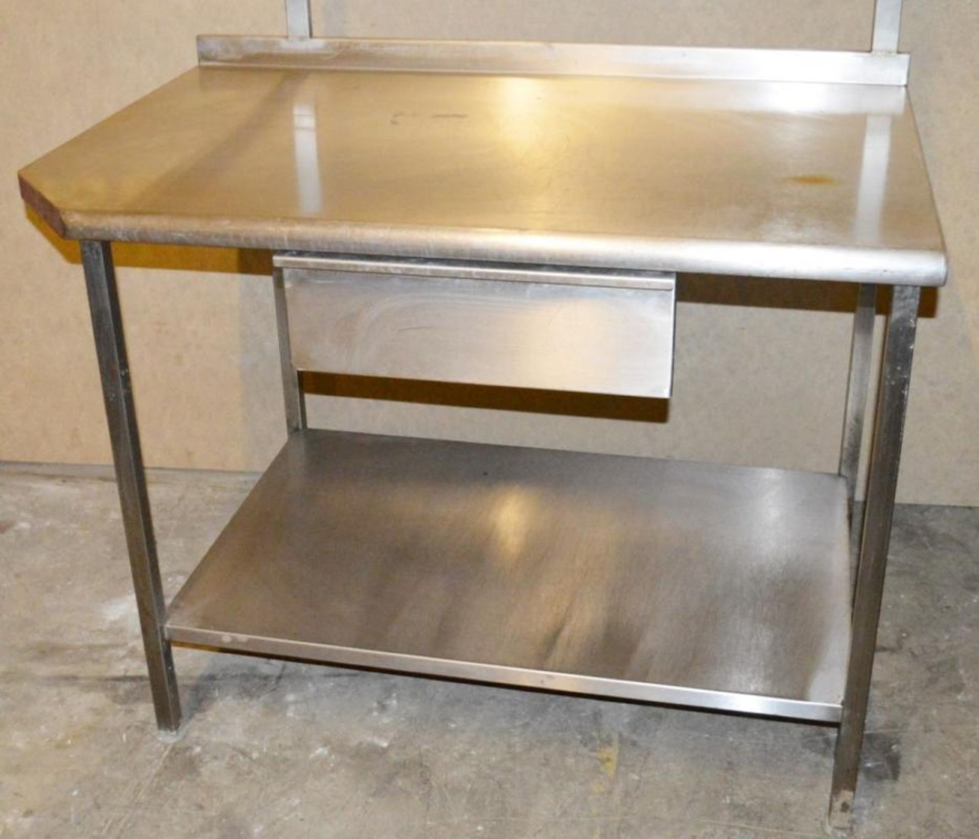 1 x Stainless Steel Preperation Table With Undershelf, Integral Drawer and Over Shelf - H86/146 x W1