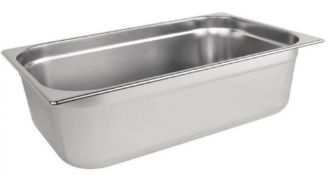 2 x Large Vogue K923 Stainless Steel 1/1 150mm Gastronorm Pans - Brand New - Location: Bolton BL1 -