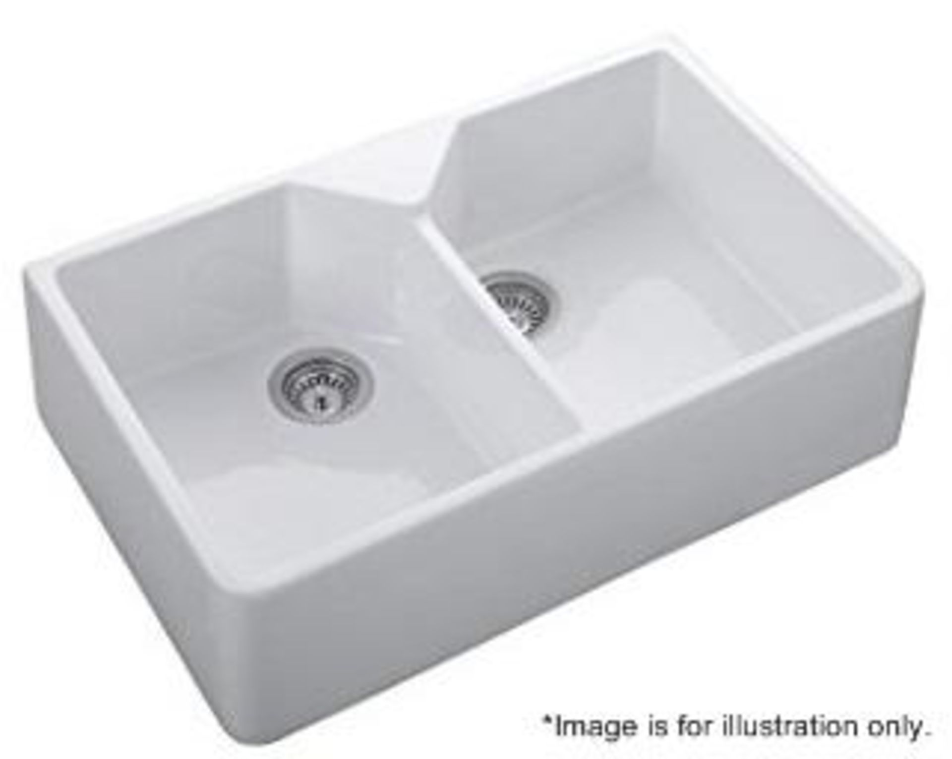 1 x RAK Ceramics Gourmet Sink 10 2-Bowl White Ceramic Kitchen Sink - Dimensions: W80 x D50 x H22cm -