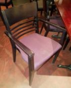 10 x Wenge Carver Dining Chairs With Cushioned Seats Upholstered in Mauve Fabric - CL297 - Various C