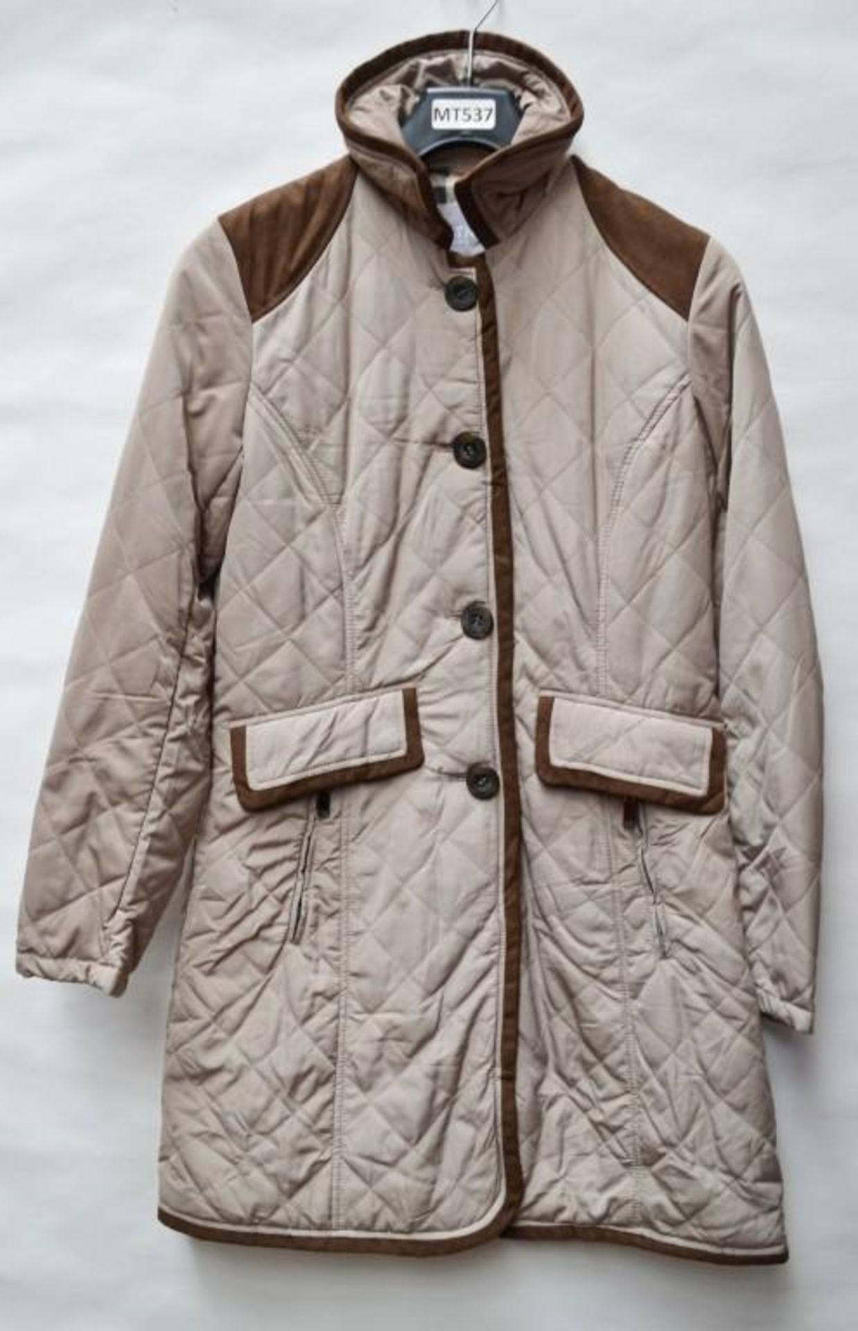 1 x Steilmann KSTN By Kirsten Womens Quilted Winter Coat In Beige & Brown - UK Size 12 - New Sample - Image 3 of 4