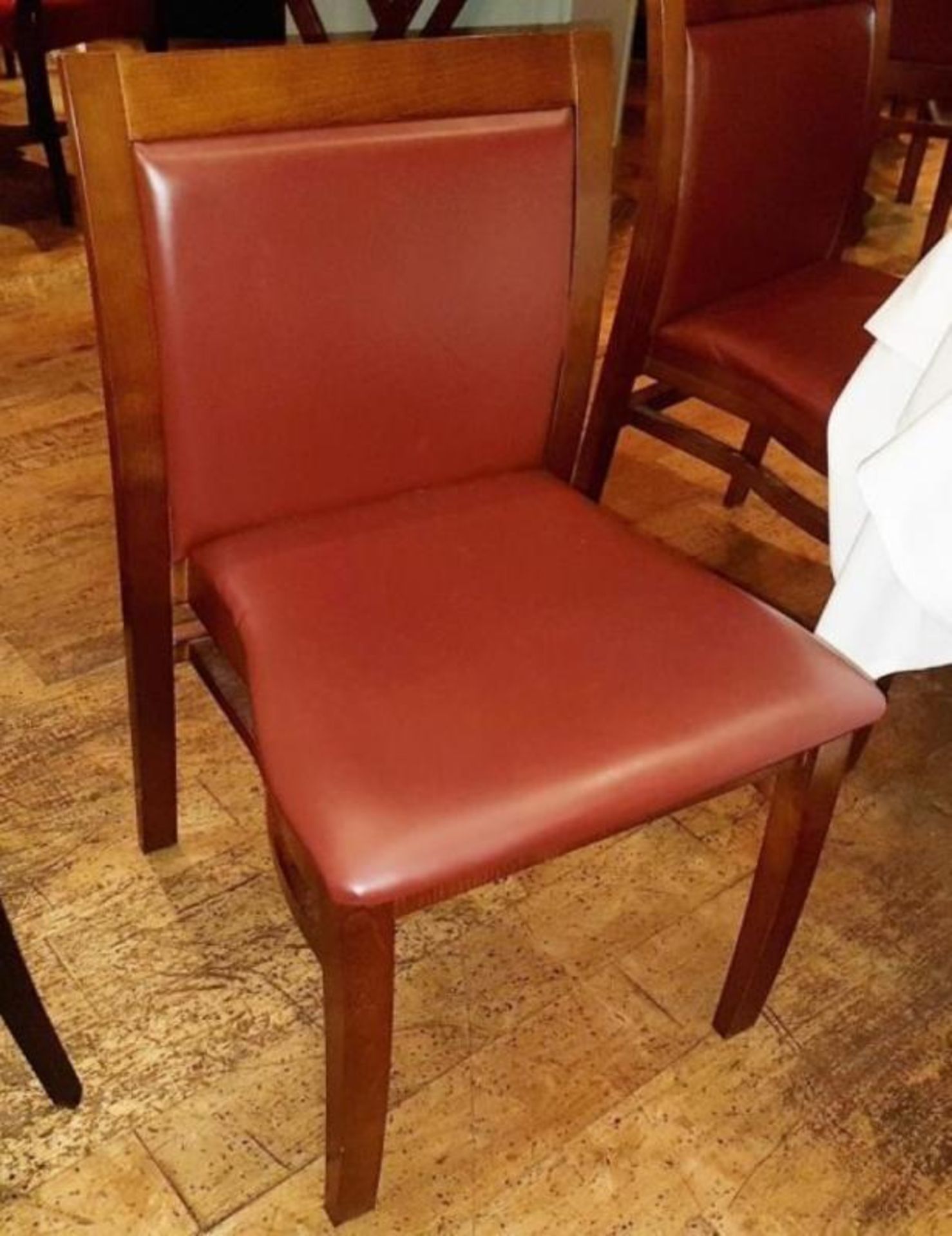 12 x Burgundy Faux Leather Dining Chairs With Wide Cushioned Seats - CL297 - Various Conditions - Re