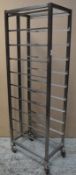 1 x Stainless Steel 10 Tier Pan and Tray Rack - CL232 - H179 x W39 x D65.5 cms - Ref JP246 - Locatio