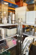 1 x Large Assorted Collection of Commercial Kitchen Accessories - Includes Unbuilt Shelving, Champag