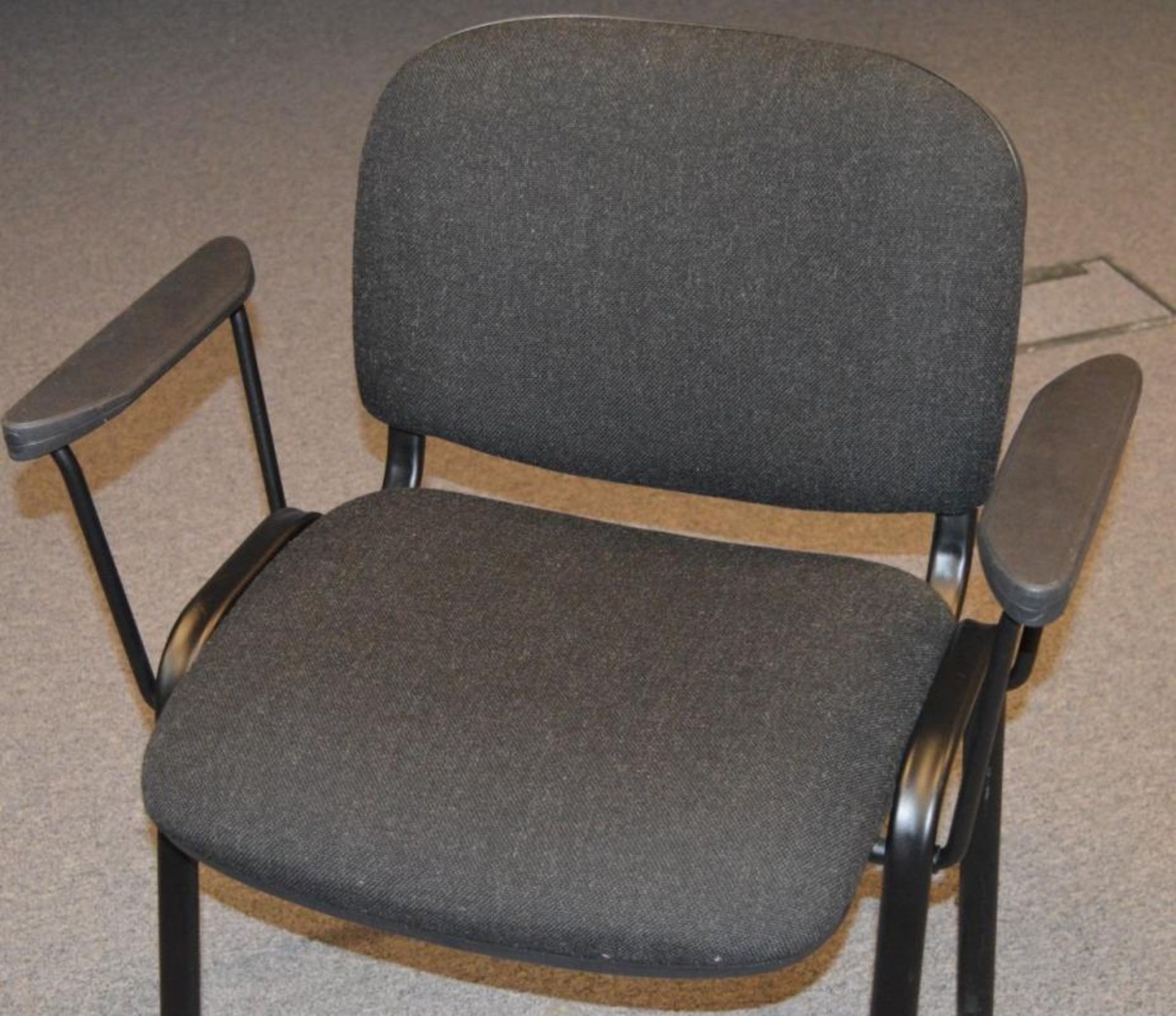 10 x Office Conference Chairs - Stackable Chairs With Adjustable Foldaway Arms and Hard Wearing Grey - Image 2 of 3