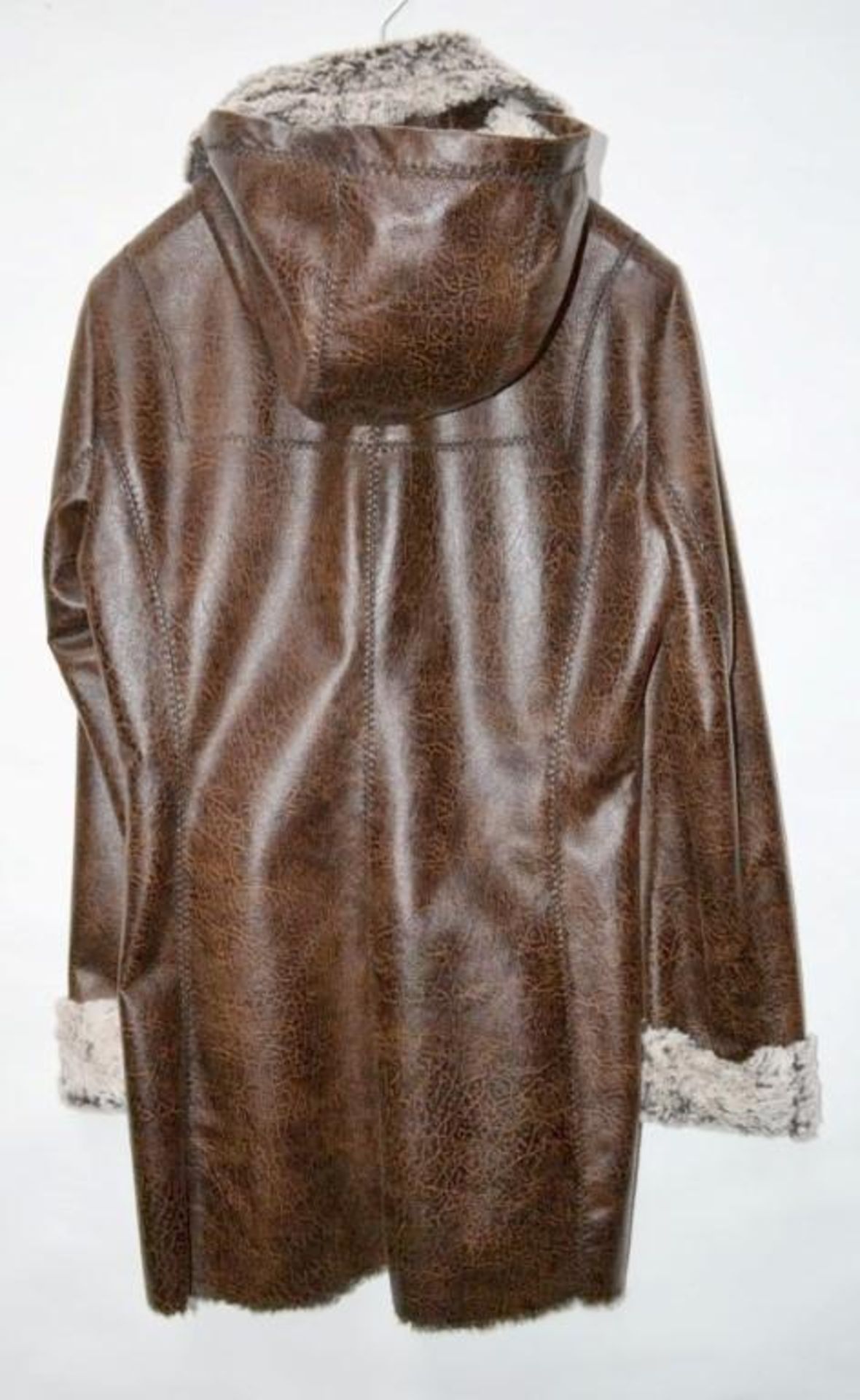 1 x Steilmann Kirsten Womens Coat - Faux Leather With A Solf Pelt-Style Lining, With Removable Hood - Image 6 of 7