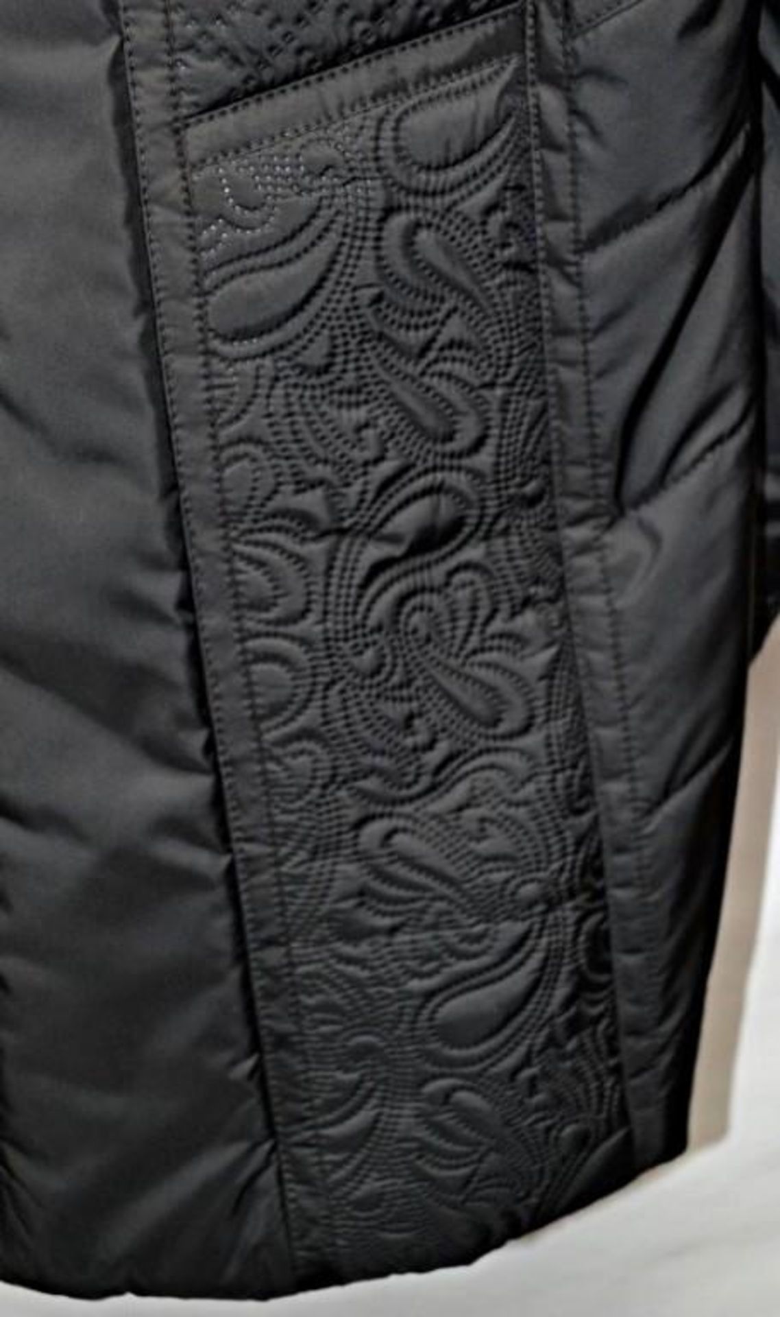 1 x Steilmann Womens Quilted Winter Coat In Black With Attractive Paisley-style Panels - UK Size 12 - Image 2 of 5