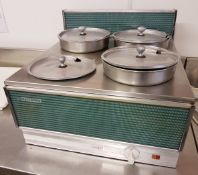 1 x ELECTROWAY 4-Pans Bain Marie - Stainless Steel - Dimensions: 50 x 50 x H35cm - Ref: SIN011 -