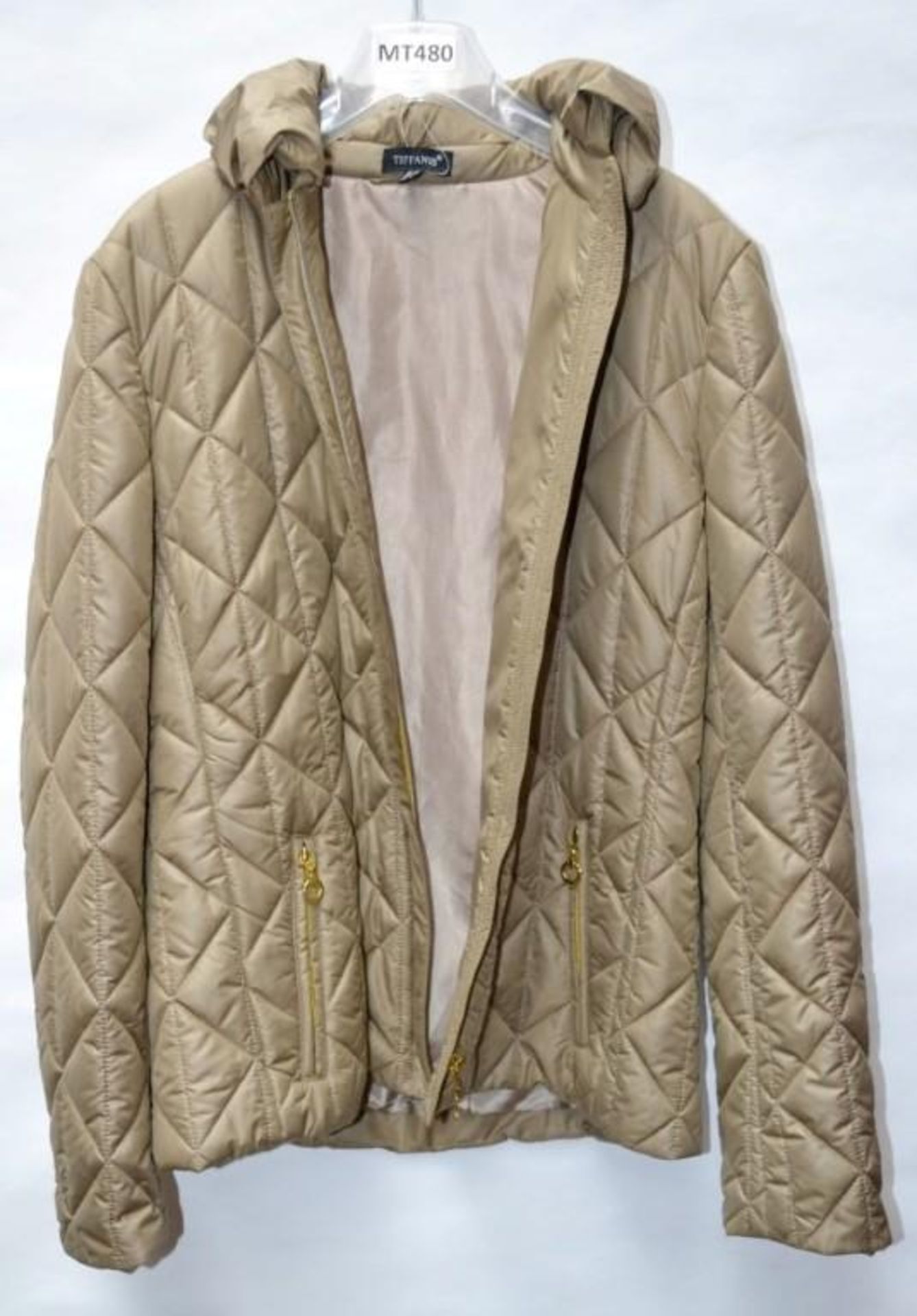 1 x Steilmann Womens Padded Coat With Concealed Hood In Collar - Colour: Bronzed Beige - UK Size 12 - Image 3 of 4