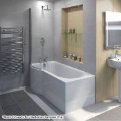 1 x Evesham P shaped Right Handed Shower Bath - Dimensions: 1675 x 850 x 700mm - New / Unused Stock