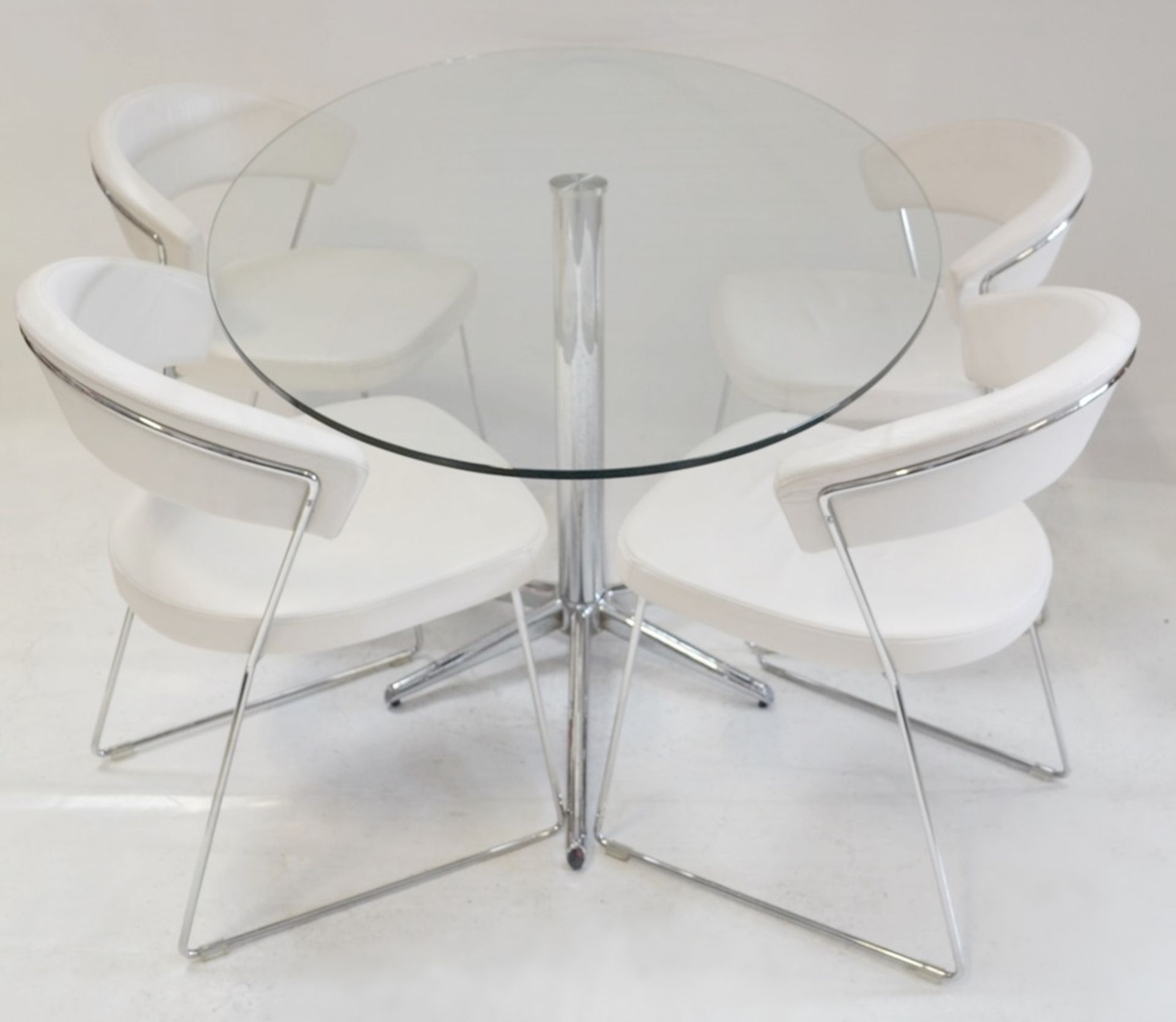 Large Designer Oval Glass Topped Dining Table and 4 x Calligaris "New York" Genuine Leather Side - Image 14 of 14