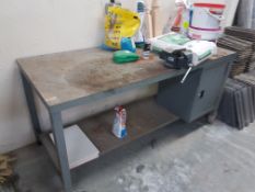 1 x Welconstuct Heavy Duty Steel Workbench With Undershelf, Storage Cupboard and Forge Steel Bench