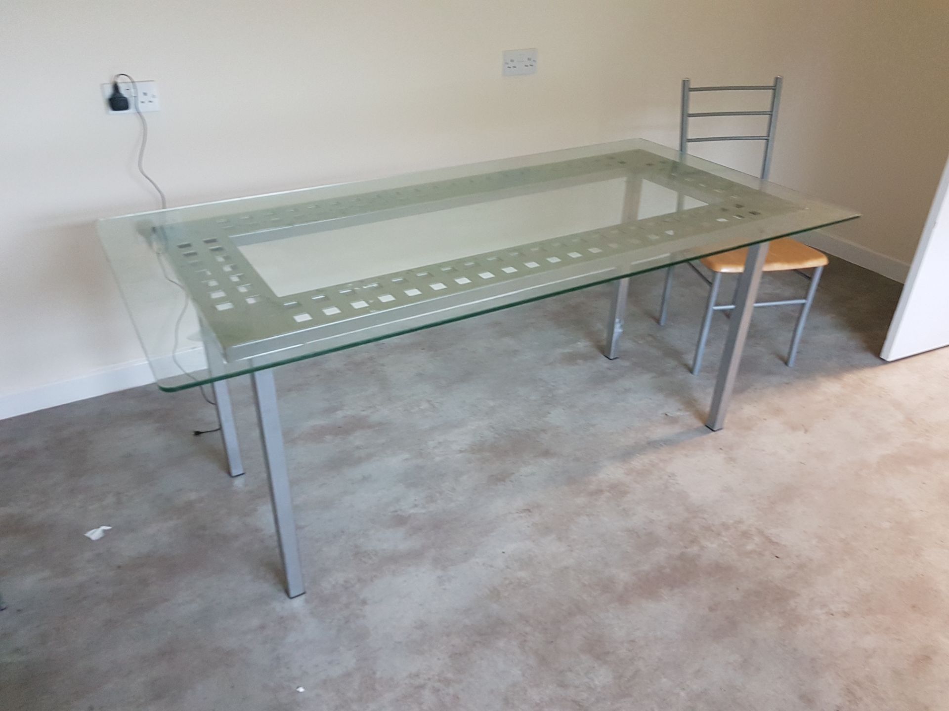 1 x Glass Dining Table With Ten Chairs in Orange Blue and Grey - CL303 - Location: North Wales LL14 - Image 3 of 7