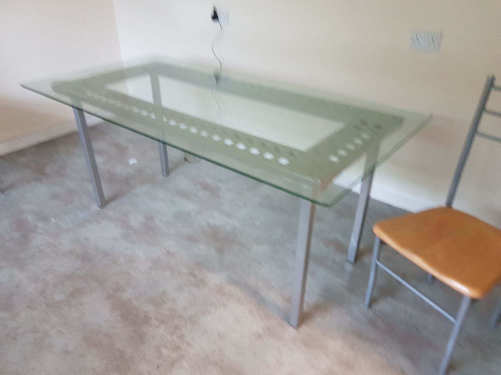 1 x Glass Dining Table With Ten Chairs in Orange Blue and Grey - CL303 - Location: North Wales LL14 - Image 7 of 7