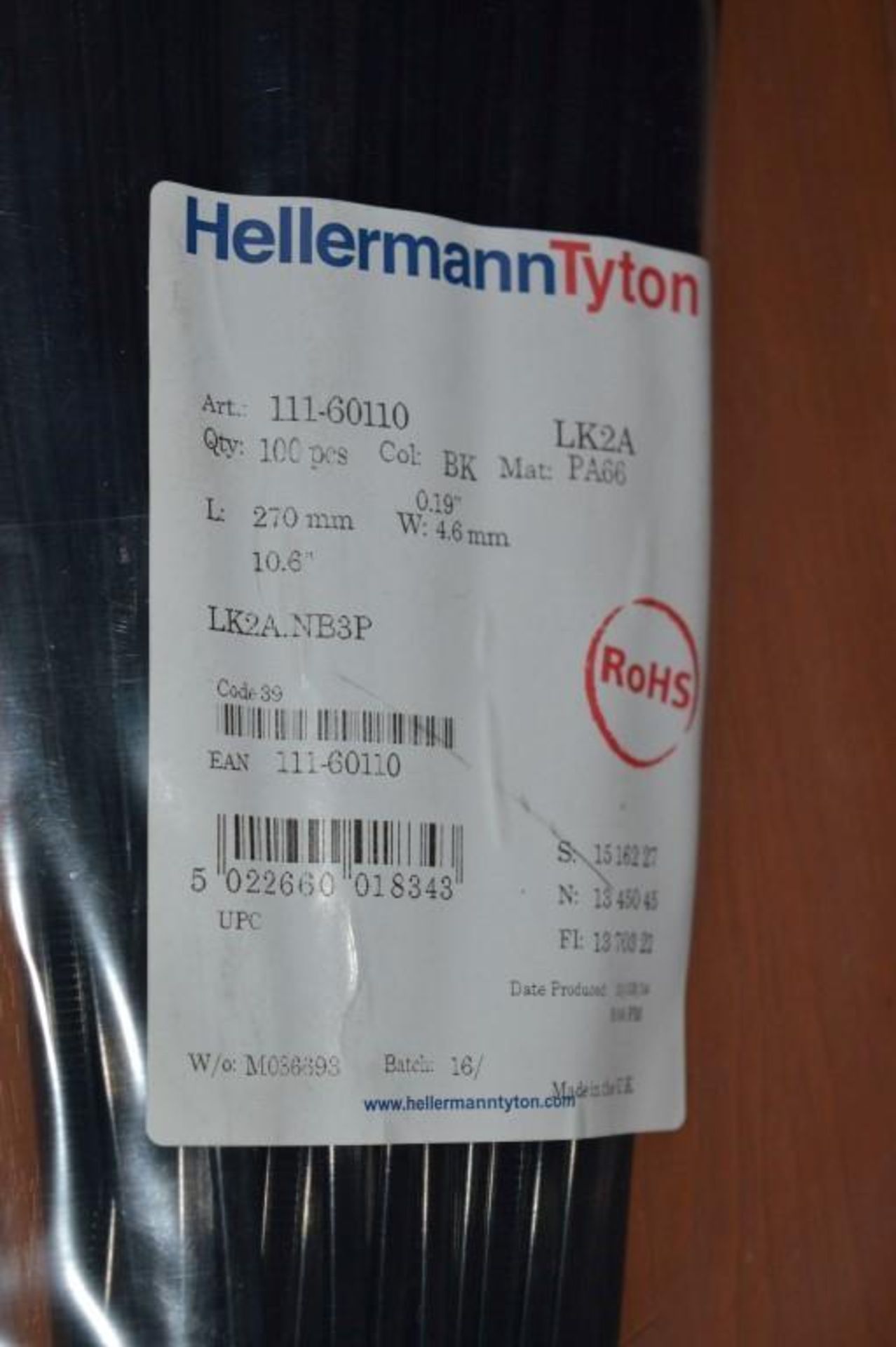 1,000 x Hellermann Tyton Black Nylon Non Releasable Cable Ties - 270mm x 4.6mm - LK Series - CL011 - - Image 3 of 4