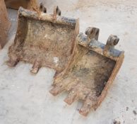 2 x Kubota U24 Digger Buckets - Dimensions: L30 x D38 x H30cm & L46 x D35 x H30cm - CL303 -