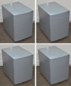 10 x Three Drawer Metal Office Pedestals in Grey - With Castor Wheels For Mobility - Very Good