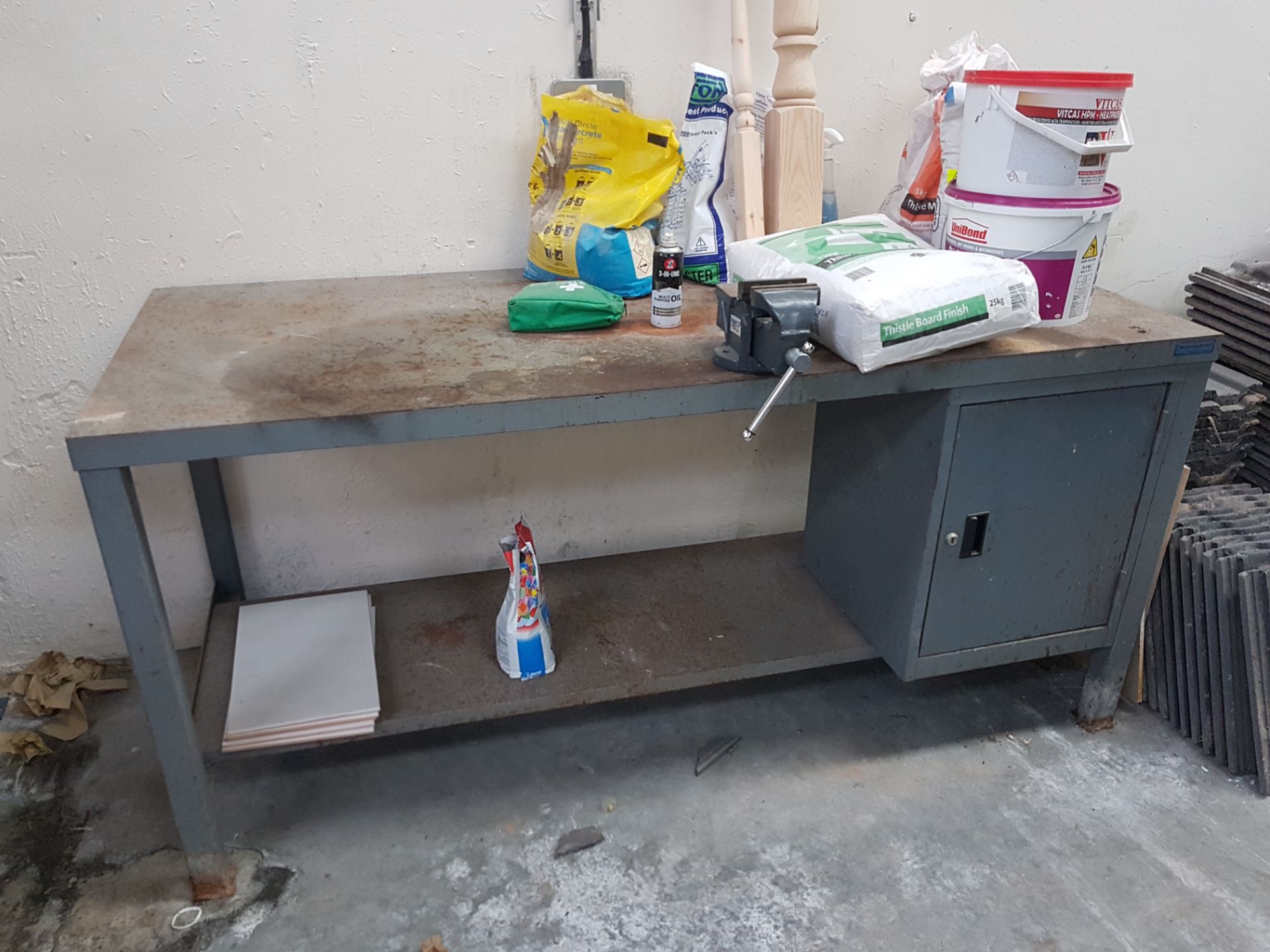 1 x Welconstuct Heavy Duty Steel Workbench With Undershelf, Storage Cupboard and Forge Steel Bench - Image 2 of 4