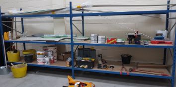 2 x Bays of Blue Steel Storage Racking - Includes 3 Uprights, 12 Cross Beams & Wooden Shelving