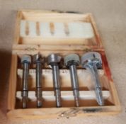 5 x Wood Boring Drill Bits With Case - CL303 - Location: North Wales LL14