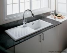 1 x RAK Ceramics New Gourmet Sink 4 - Reversible 1.0 Bowl White Ceramic Kitchen Sink - Dimensions: