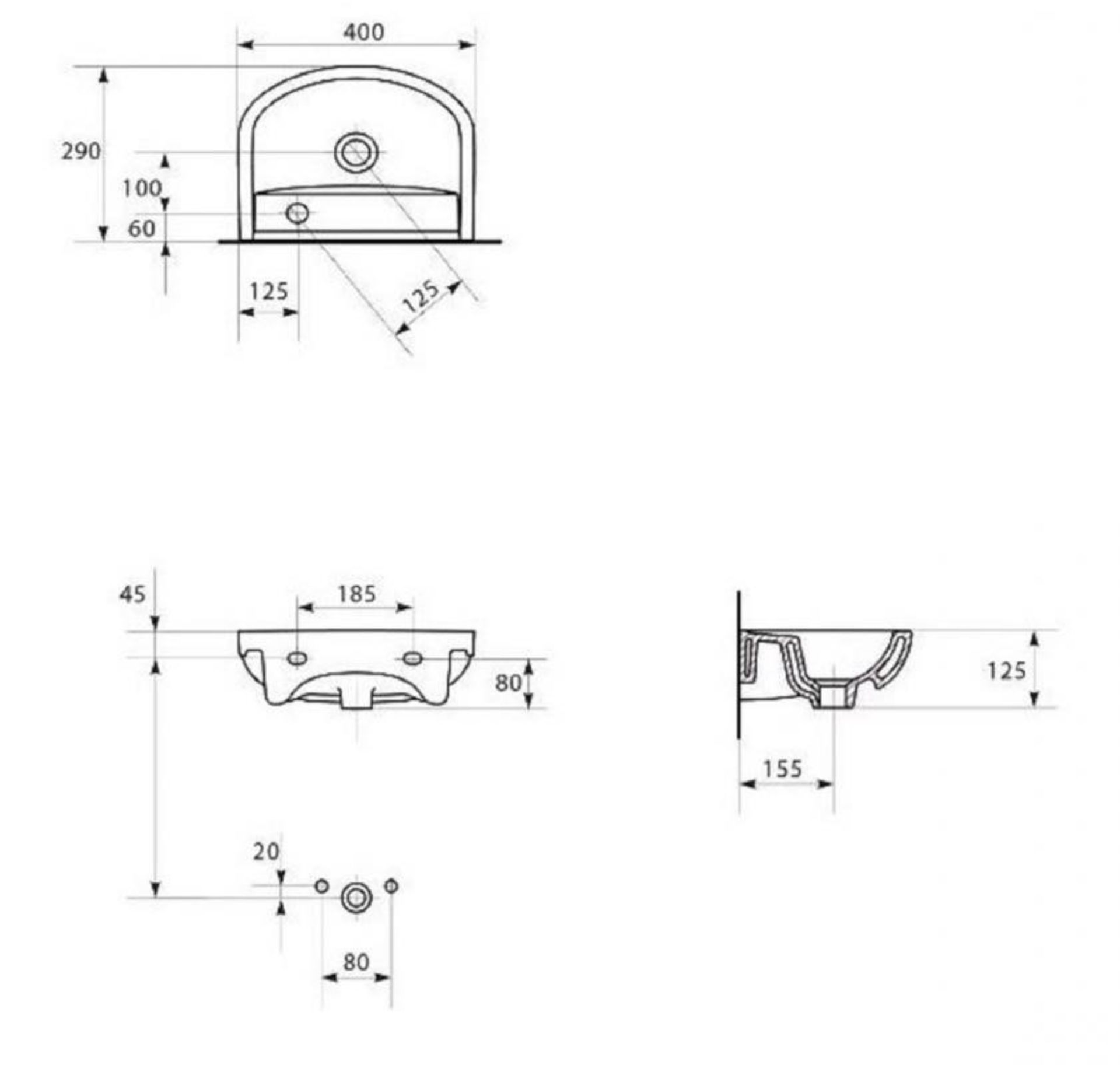 1 x Estilo Louis 40 Vanity Unit & Basin In White - Includes Twyfords Top Action Lever Mono Tap - All - Image 8 of 8