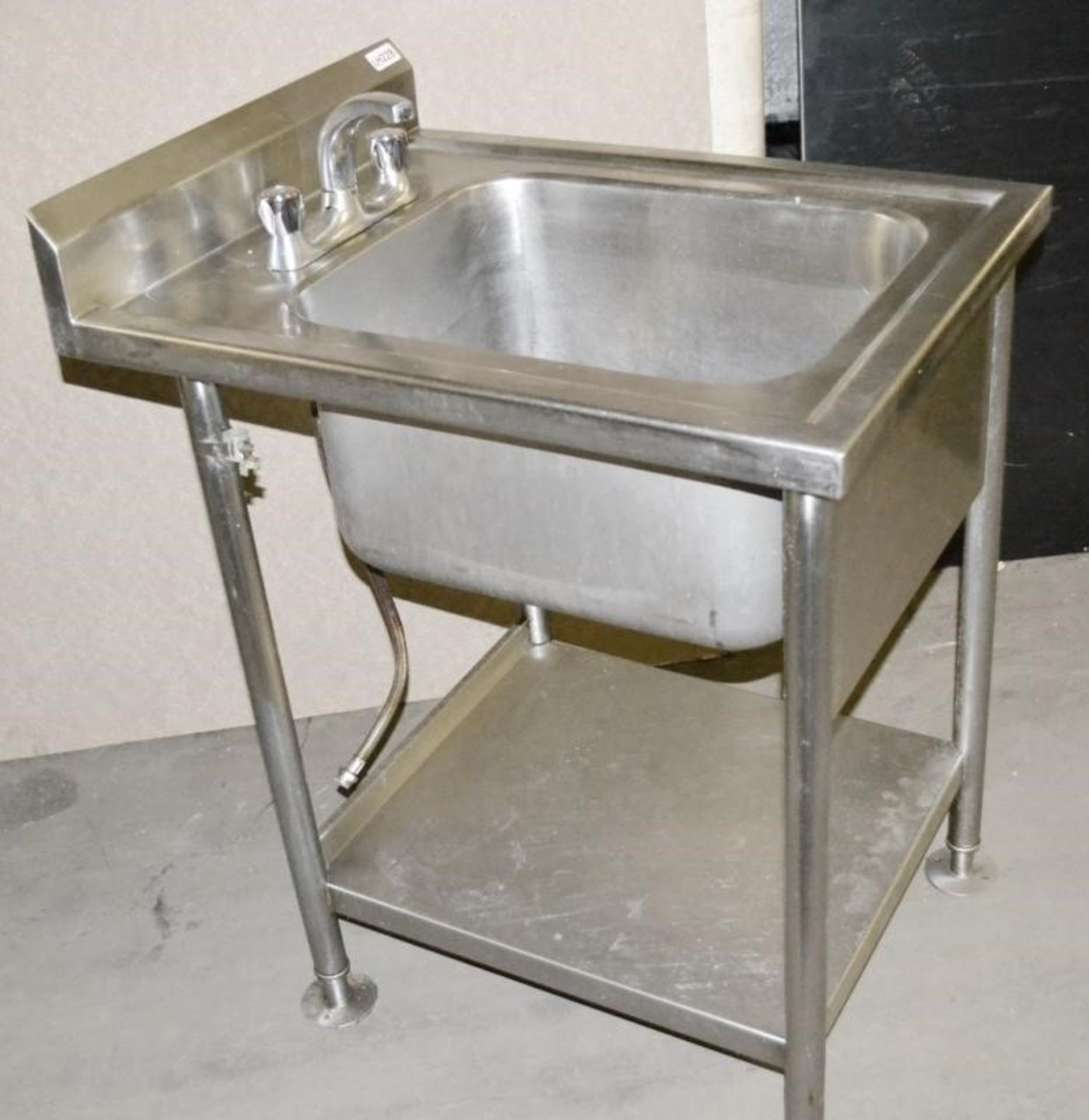 1 x Stainless Steel Commercial Sink Unit / Wash Station With Mixer Tap, Spillage Lip, Splashback and - Image 3 of 7