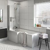 1 x Boston L Shaped Left Handed Shower Bath - No Tap Pln Encap - White - Dimensions: 1500 x 850mm -