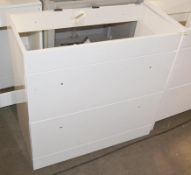 1 x Large 2-Drawer Vanity Basin Unit In A Bright White Finish With Chrome Bar Handles - New / Unused