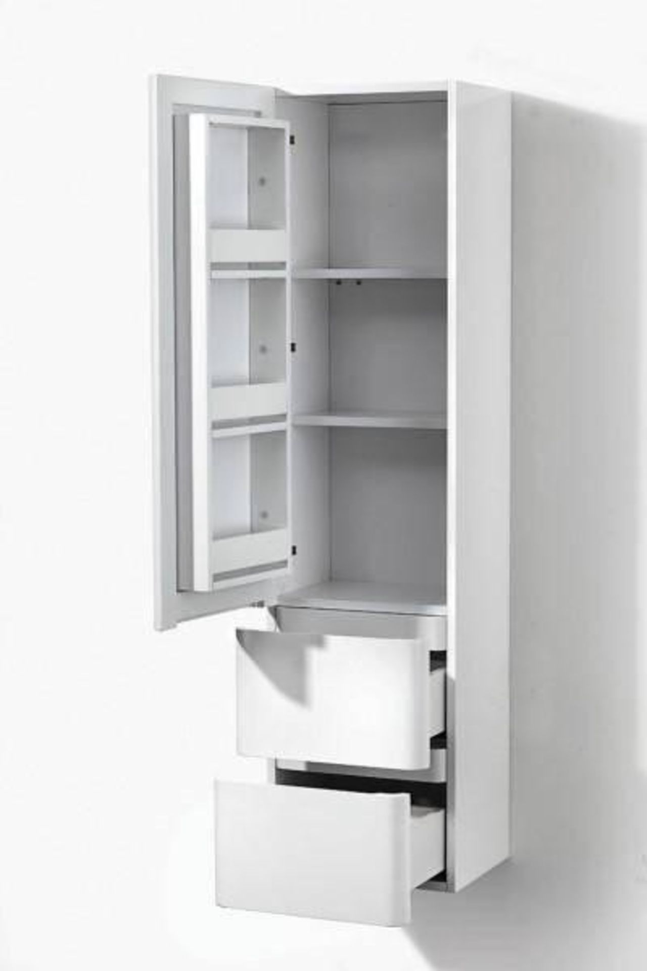 1 x White Gloss Storage Cabinet 155 - B Grade Stock - Ref:ASC41-155 - CL170 - Location: Nottingham N - Image 2 of 7