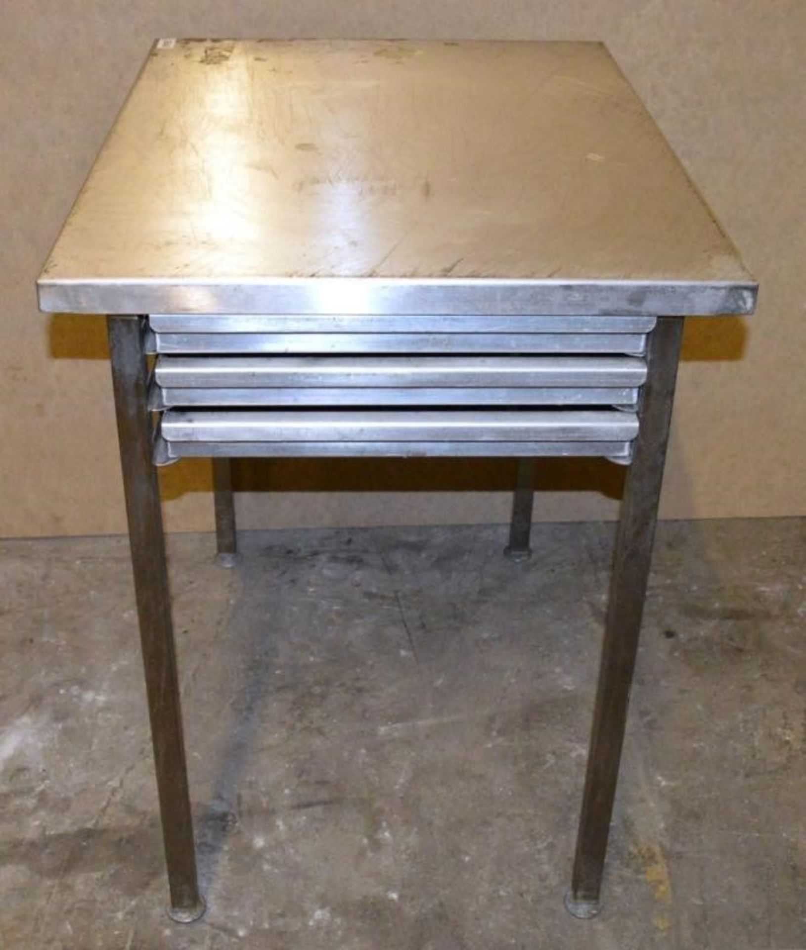 1 x Stainless Steel Bakers Preperation Table With Integrated Drawer System and Three Drawers - H87 x - Bild 3 aus 5