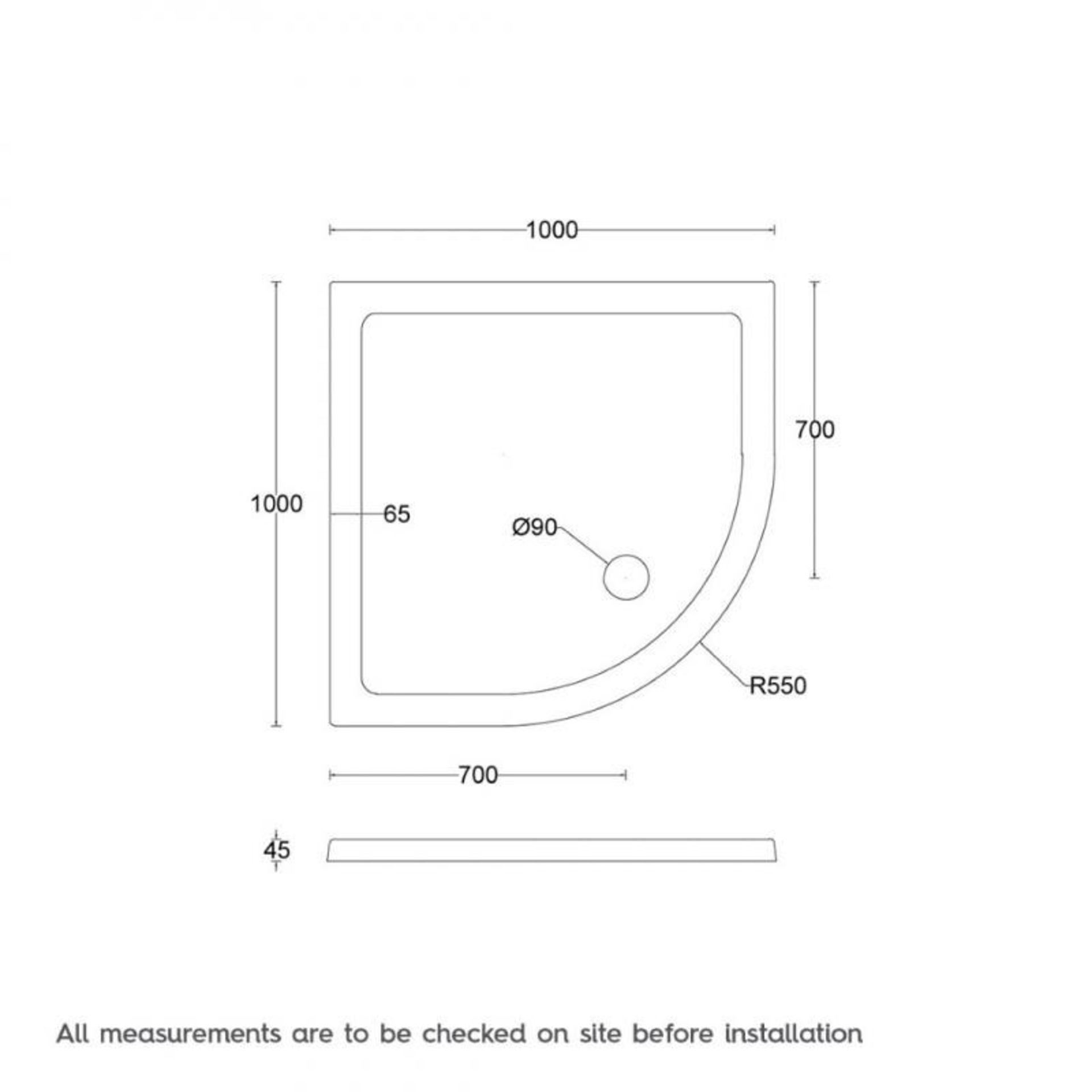 1 x Orchard Quadrant 1000 X 1000 Quad Slimline Shower Tray - Ref: DY130/TR43 - CL190 - Unused Stock - Image 4 of 4