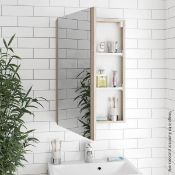 1 x Como Mirrored Bathroom Cabinet With Oak Finish - New / Unused Stock - Size: W54 x D12.5 x H76cm