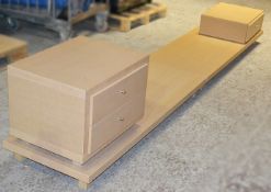2 x Bedside Cabinets On Underbed Plinth With A Classic Oak Finish - 3 Metres Wide  - Used In Good