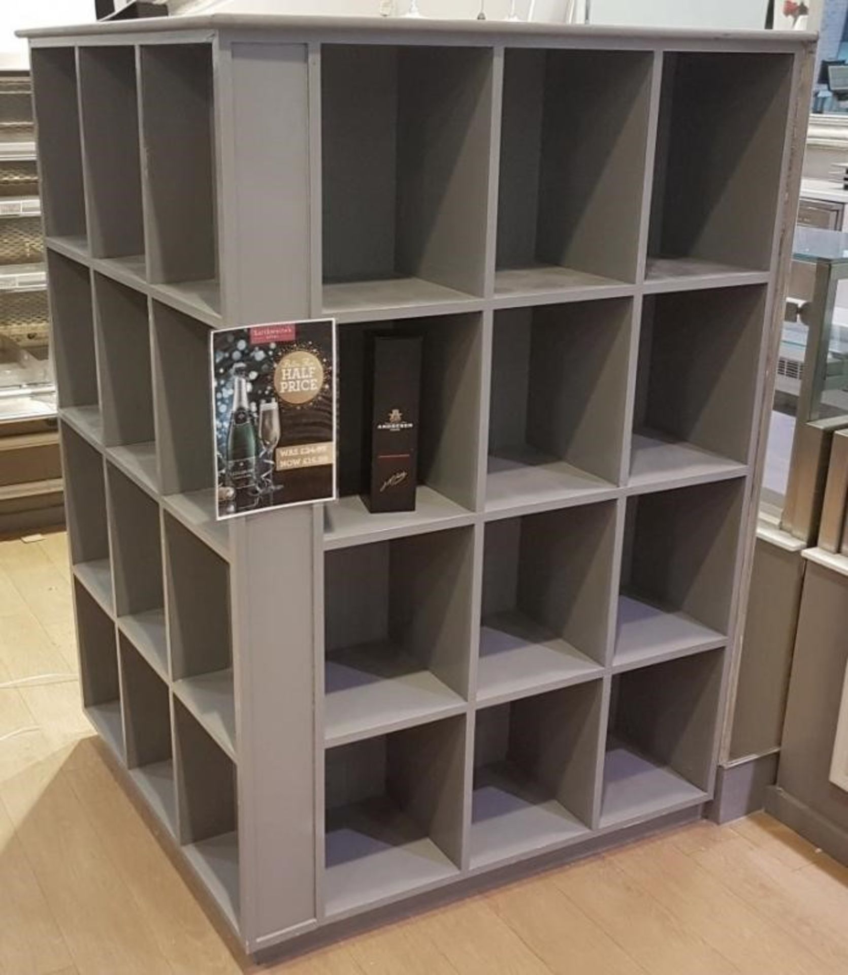 1 x Large Wooden Shelving / Wine Rack / Display Unit In Dark Grey - From A Gourmet Delicatessen Envi - Bild 2 aus 5