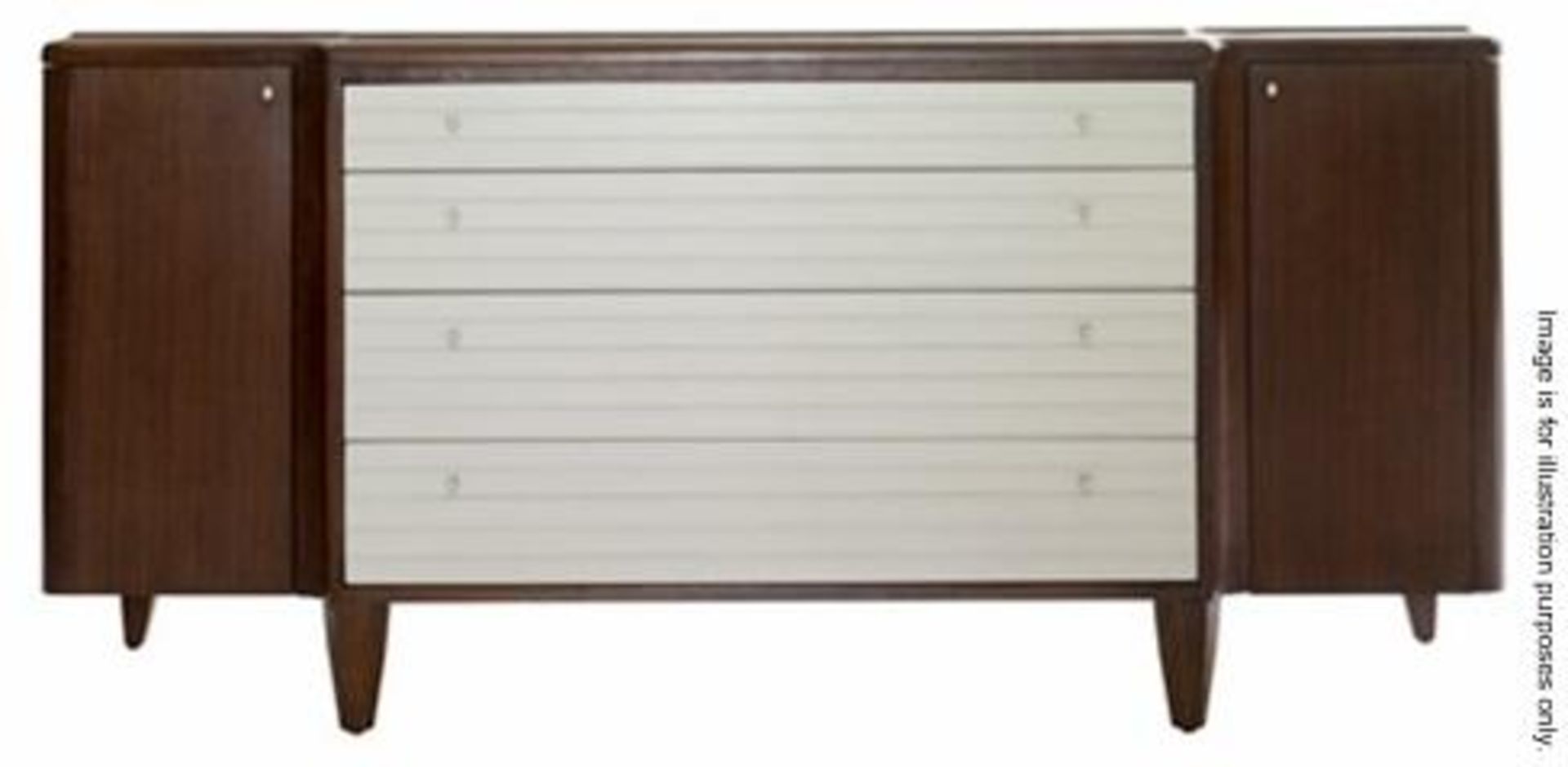 1 x BARBARA BARRY FOR HENREDON "Reeded" Console Unit In Walnut With Cream Drawers - Ref: 5962017 NP1